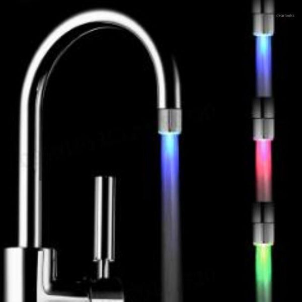 

3 colors auto changing led water faucet light colorful changing glow shower head kitchen tap aerators1
