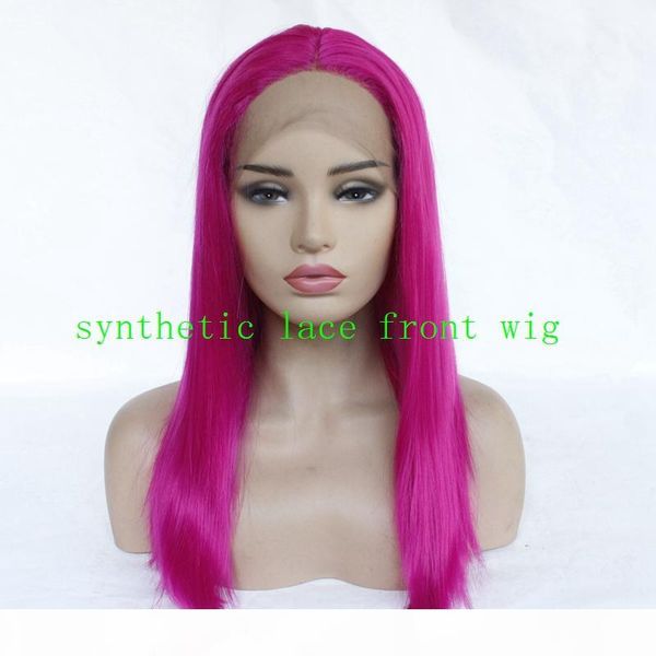 

whole sale fashion girl natural hairline high temperature fiber short long wigs synthetic lace front wig, Black