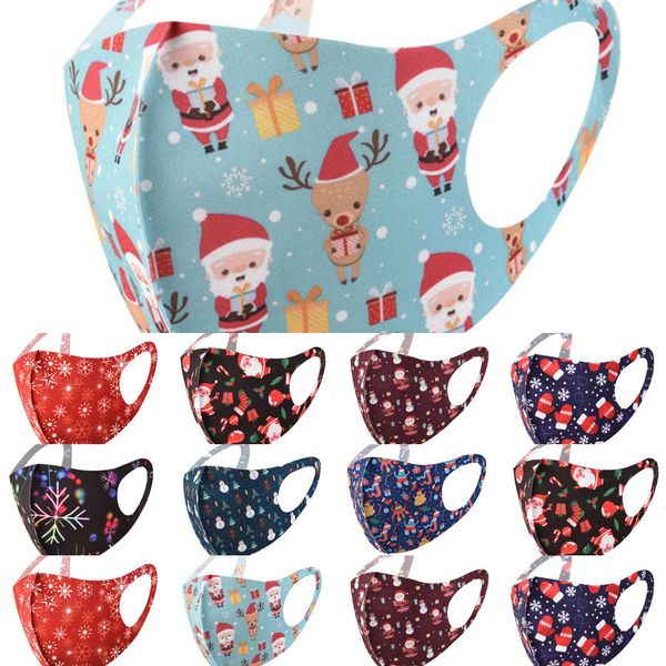 

factory42qasnowman mask silk ice christmas printed santa designer face masks men women kids black red 3d dust-proof haze child