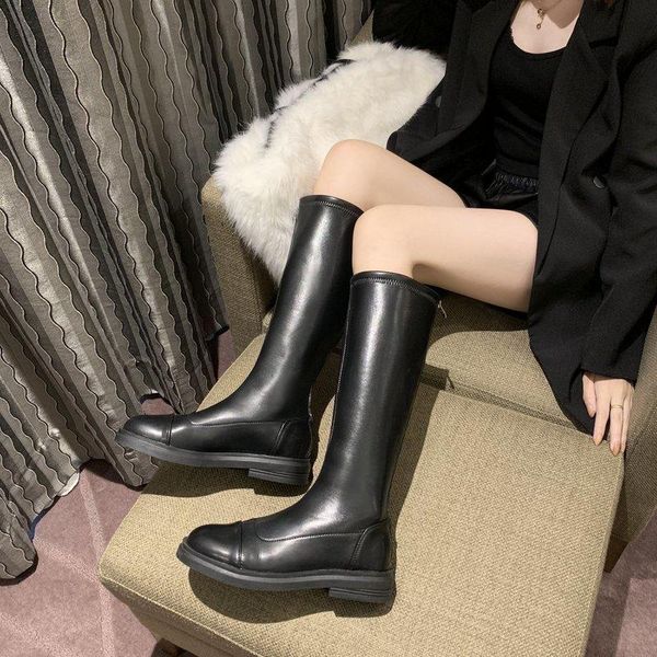 

boots designer luxury women shoes 2021 brand long knee high boot black leather zip casual female botas mujer