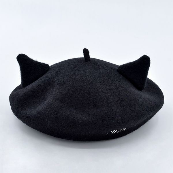 

new letter embroidery cat ears wool female cute beret fashion painter hat suitable for sweet girl blm31 201026, Blue;gray