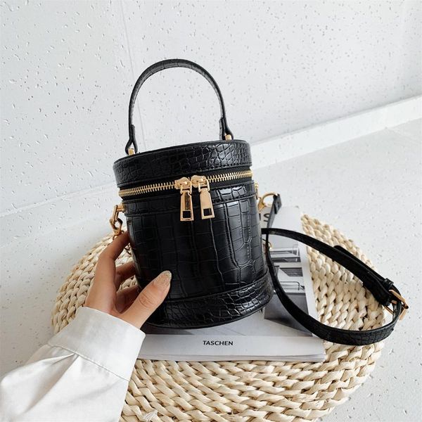 

2020 fashion solid cylindrical pu leather chain women's shoulder bag crossbody bags for women purses and handbags sac femme