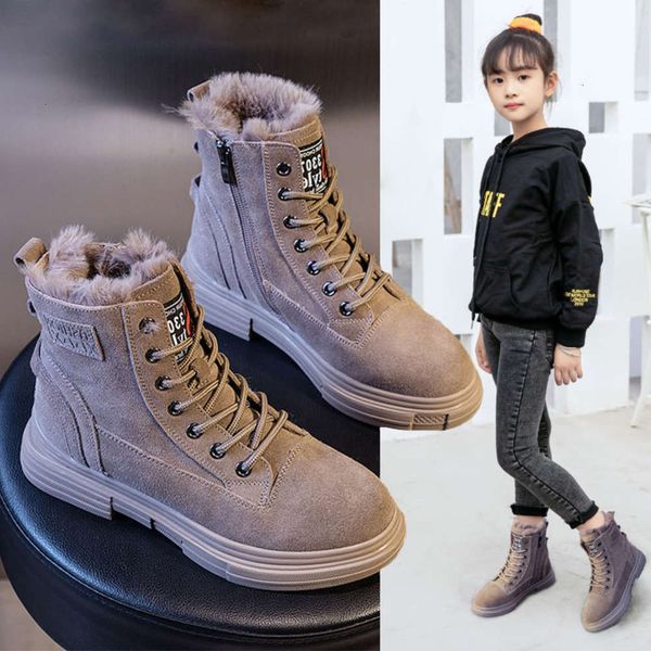 

new snow 2020 thickened warm cotton girls' boots children' sho winter, Black;grey