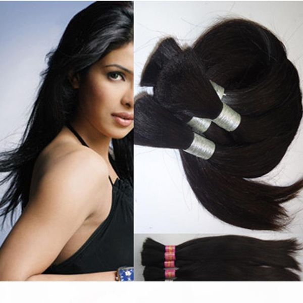 

human hair extension straight 100g 1pcs no weft human hair bulk for braiding 28 inch - 40inch, Black