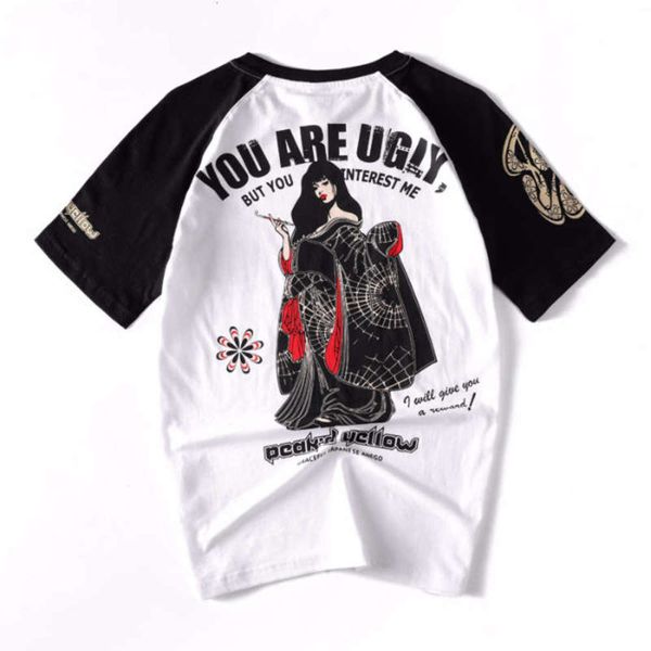 

fashion t-shirt national beauty chinese printed style short sleeve, Black;gray