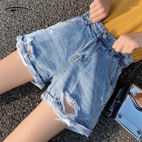 

fashion plus size women's denim shorts 5xl high waist blue wide leg female caual summer ladies shorts jeans for women 9000 501