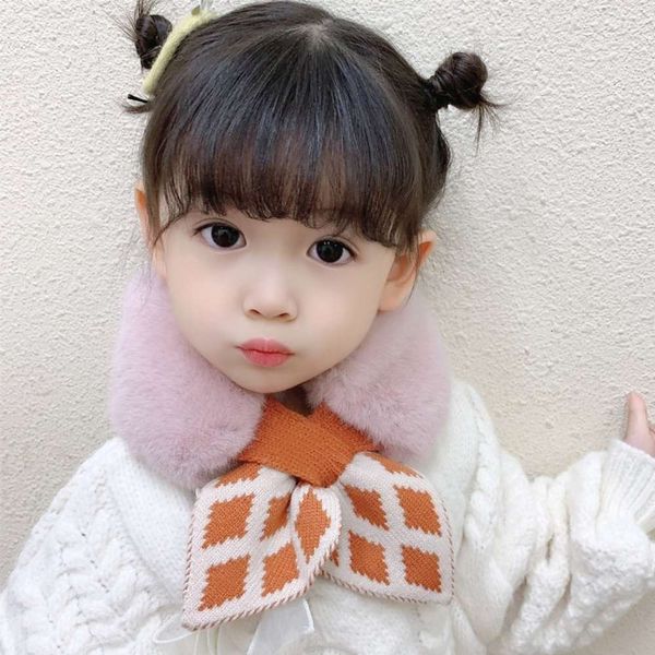 

bib autumn children's and fake collar scarf winter warm girl korean women's neck fashion plush 0, Red;brown
