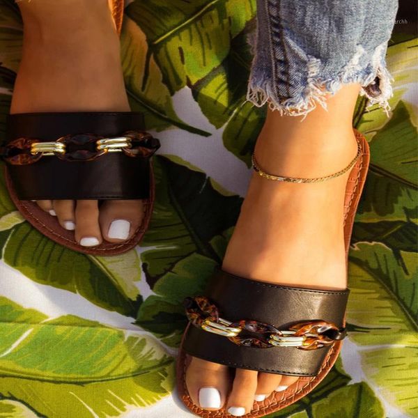 

slippers women transparent slipper 2021 summer woman leopard flat ladies outdoor roman female beach shoe women's open toe slide plus si, Black