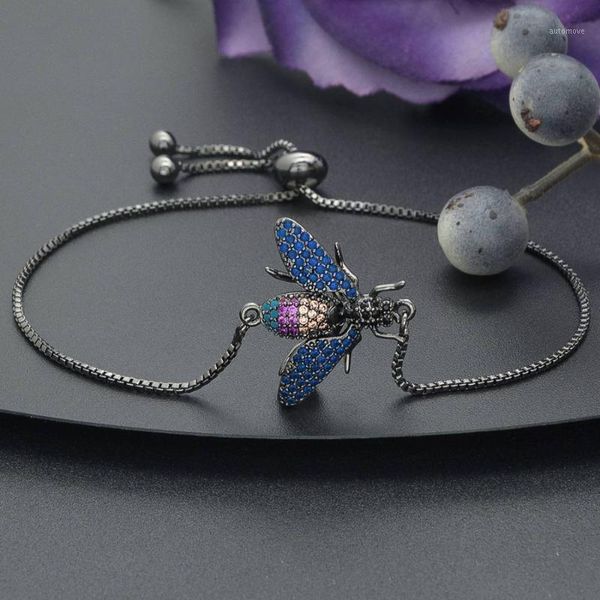 

luxury insects shape multicolor micro cubic zirconia pave dubai women bridal wedding engagement bracelets jewelry1, Golden;silver