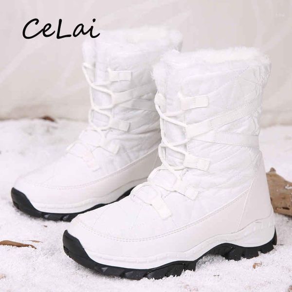 

boots 2021 outdoor women snow big sizes white womens winter fur women's mid calf warm plush female shoes booties a011, Black