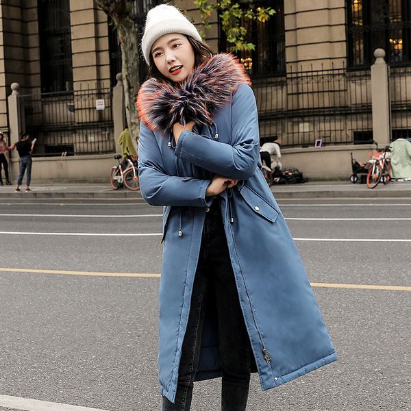 

2021 newarrival women winter jacket with fur collar hooded warm thicken long slim coat overcoat womens clothing sgqt, Black