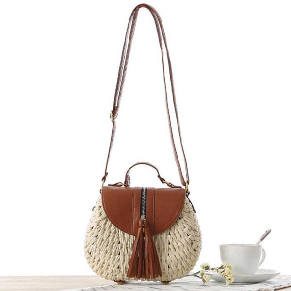 

wiliamganu small round tassel 2020 straw weaving women bag luxury handbags women bags designer summer travel beach shoulder bags
