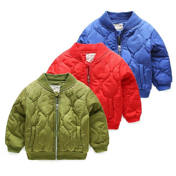 

jackets 2021 winter autumn kids thick cotton coat fashion baby boys girl outerwear warm clothes solid color stand collar 2-7y old, Blue;gray