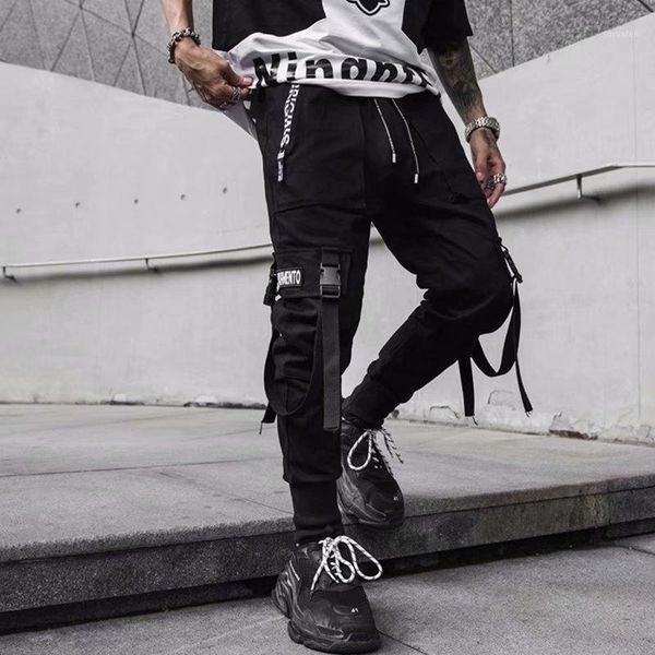 

e-baihui spring hip hop joggers men black harem pants multi-pocket ribbons man sweatpants streetwear casual mens sports pants1