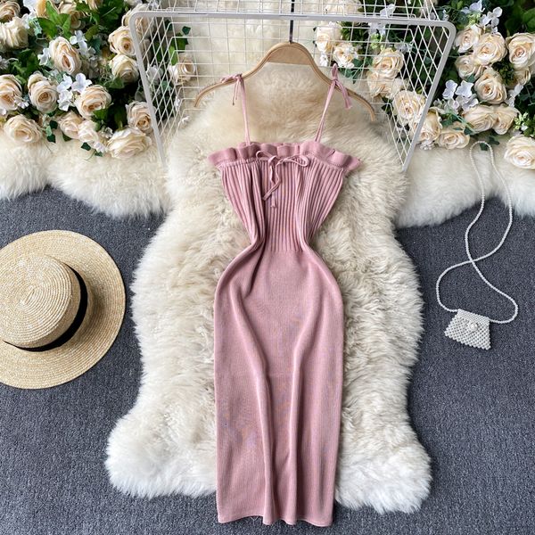 

2021 new singiny women knit belts elastic sleeves pencil dress summer off the shoulder dressed thin t9d0, Black;gray