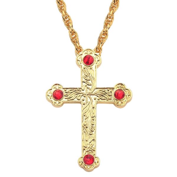 

gold color cross pendants orthodox church fashion hiphop franco necklaces gold chain long necklace for men jewelry 201013, Silver
