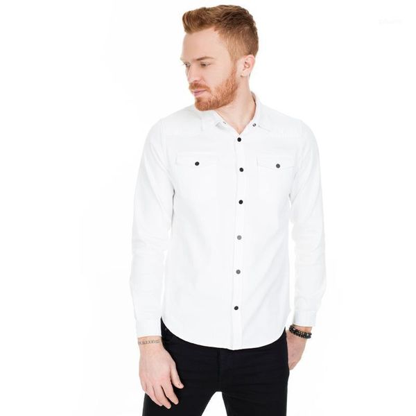 

buratti pockets detail straight male long sleeve slim fit business casual shirt men's cotton dress shirts wedding formal sh1, White;black