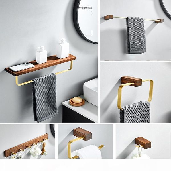 

bathroom accessories set towel rack paper holder soap dish corner shelf toilet brush holder walnut and coppe bathroom hardware yxlixe