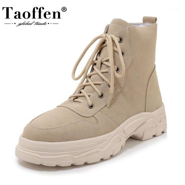 

boots taoffen women warm ankle fashion thick sole casual shoes winter short summer footwear size 29-431, Black