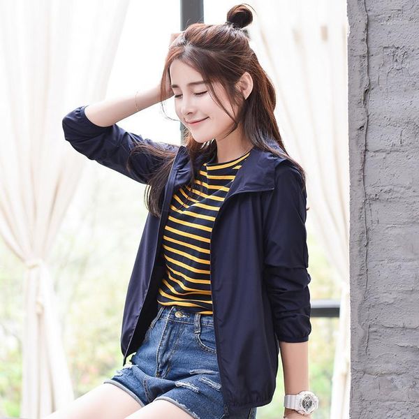 

women's jackets sun protection clothing female summer transparent jacket uv large size hooded coat women skin clothes chaquetas kj3501, Black;brown