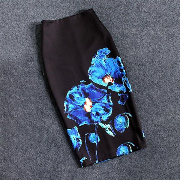 

plus size 22colors women skirts casual print flowers pencil skirt lolita style skirts faldas mujer drop shipping, Black