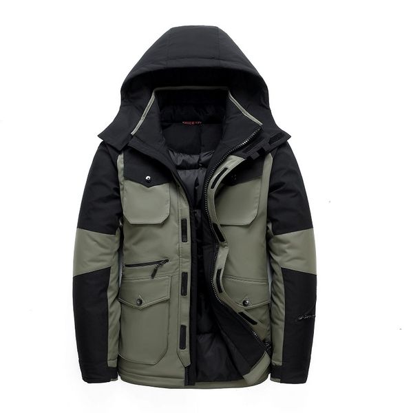 

winter men down jacket coat casual autumn hooded jackets thick hat duck parka male men's jacket with hood warm windproof overcoat outer, Black