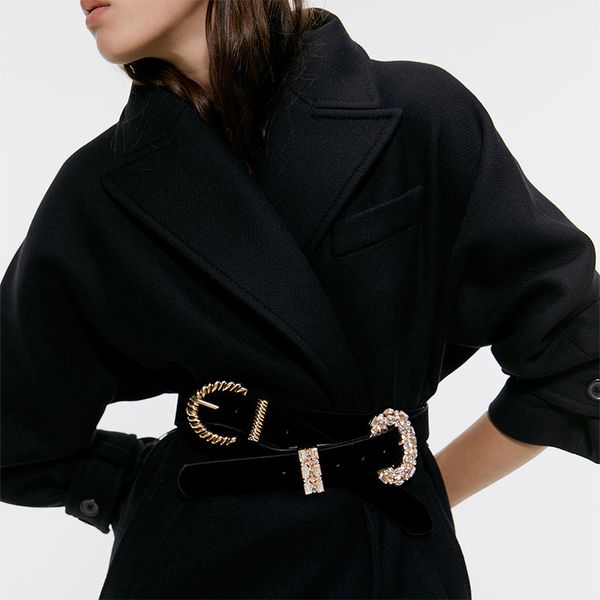 

fashion women new jewelry rhinestone diamond pearl belts for women waist dress silver gold chain belt luxury chain belts t200327, Black;brown