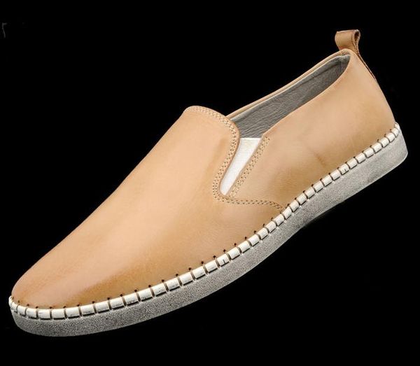 

new fashion casual leather shoes male comfortable breathable dress shoe men flat round toes lazy shoes men spring autumn loafers, Black