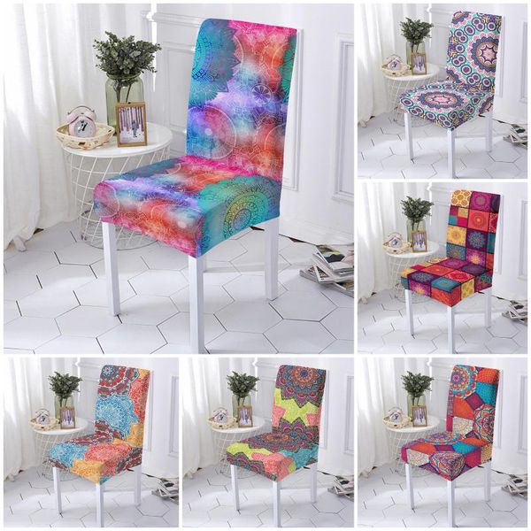 

chair covers bohemian stretch cover elastic mandala slipcovers for dining room office banquet protector armchair