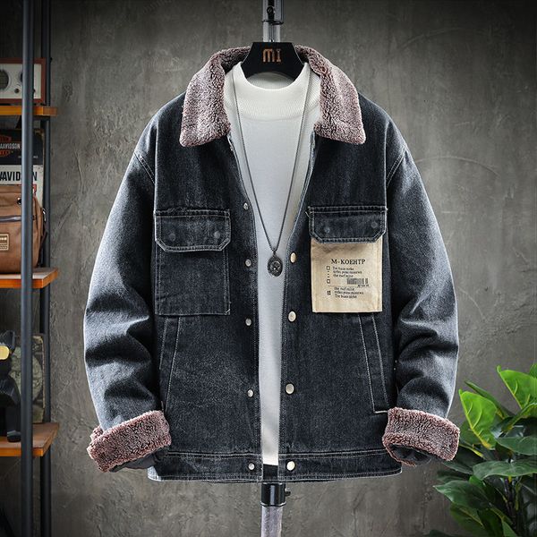 

cotton man-quilted 2021 garments autumn new fleece cowboy wool cotton-padded clothing young men's clothes d2hz, Black