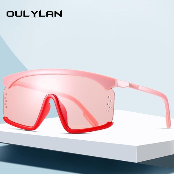 

oulylan oversized square sunglasses women 2020 fashion flat black clear lens one piece men shade mirror, White;black