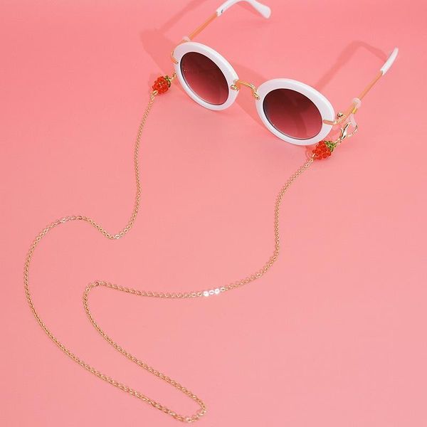

2021 cute crystal beads fruit mask chain holder fashion women gold color sunglasses chain neck chain h jllinx