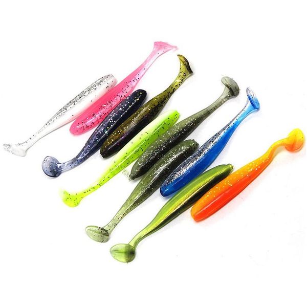 

10pcs/lot jigging wobblers fishing lure 60mm 70mm shad t-tail soft bait aritificial sile lures bass pike fishin qylkcb