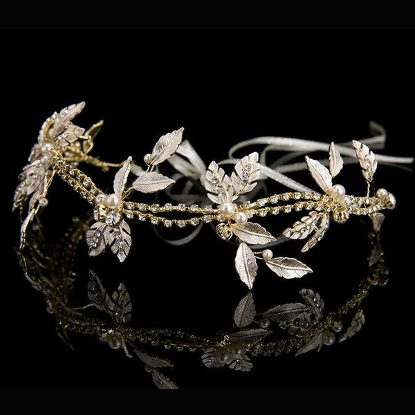 

2021 luxurious elegant tiara leavs crown bride hairband accessories hair jewelry crown hair wear bridal women wedding headband, Golden;silver
