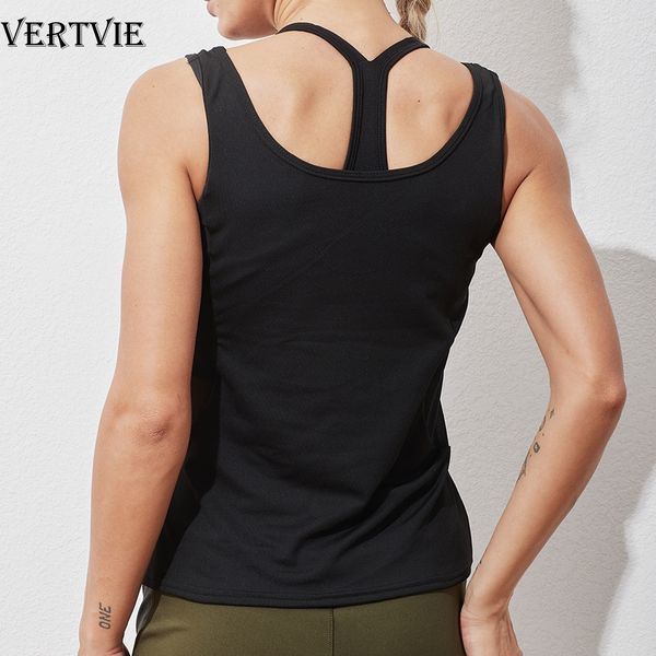

vertvie women open back sport solid yoga shirts tie workout mesh patchwork tank fitness women sport running shirt, White;red