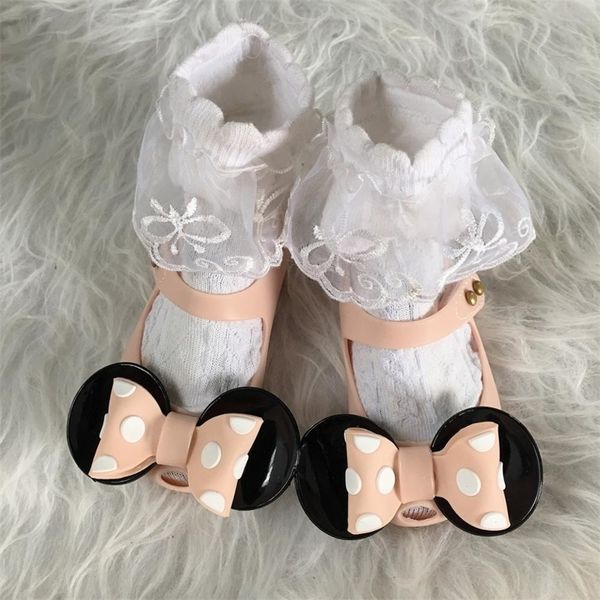 Mini Melissa Girls Jelly Sandals Bow Летние Детя Сетчатая дыра Девушки Дышащие желе обувь для девочек Сандалии Sandals 201201