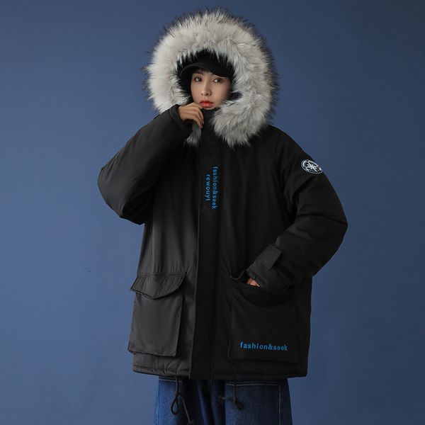 

2021 new parka windbreaker fleece thick warm fur coats hooded overcoats men's winter clothing r3x3, Black