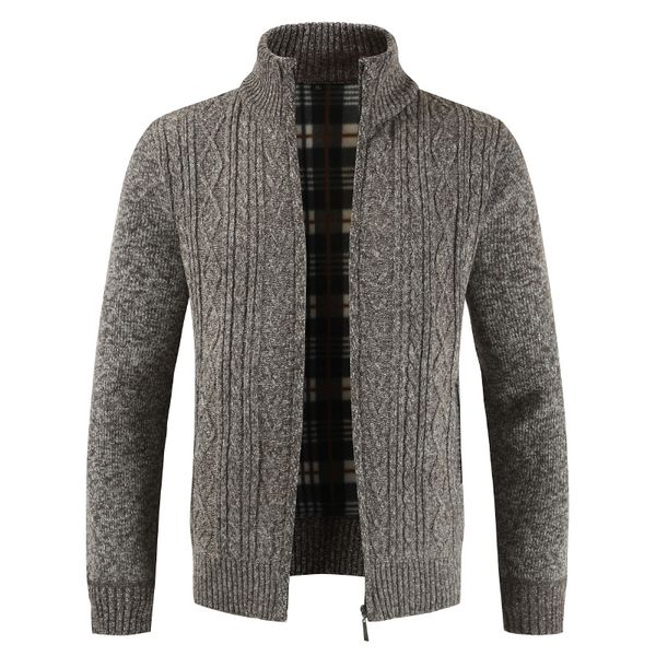 

mens cardigan sweater autumn stand collar zipper knitted casual sweatercoat coats men warm clothes fleece knit outwear new 201105, White;black