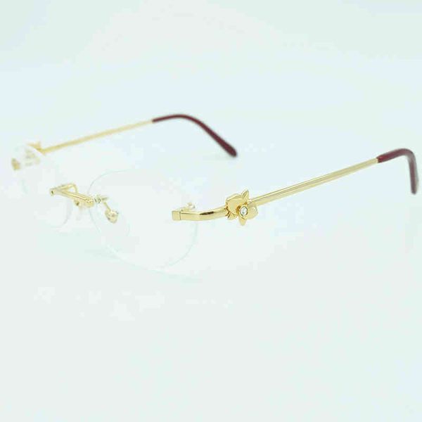 

2022 factory wholesale model vintage eye for women metal clear rimless optical frame womens eyeglasses men accessories kixs sunglasses, White;black