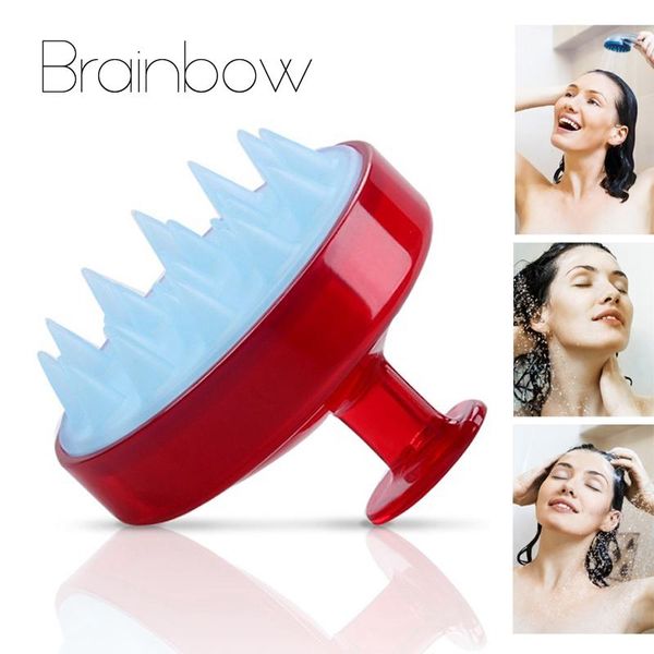 

brainbow 1 шт. шампунь комбинированные чистые зубы головы голову для головы волос мягкий массаж кисть волосы стиральная гребень орган для те, Silver