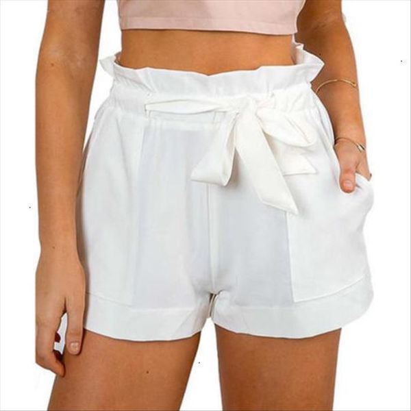 

lady women ruffled frill shorts high waist ladies party mini shorts beach bow solid trousers, White;black