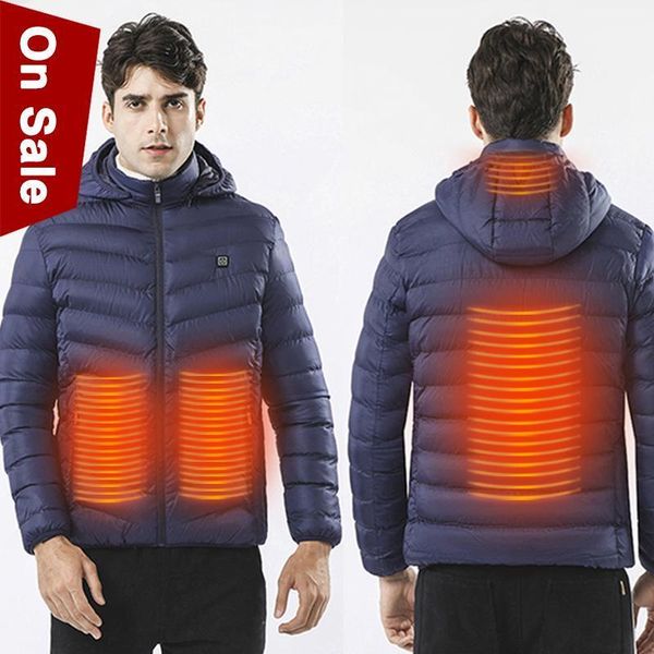 

s-6xl usb heating jacket coat men winter warm male coats female infrared electric heated sport outwear women hooded thermal vest1, Black