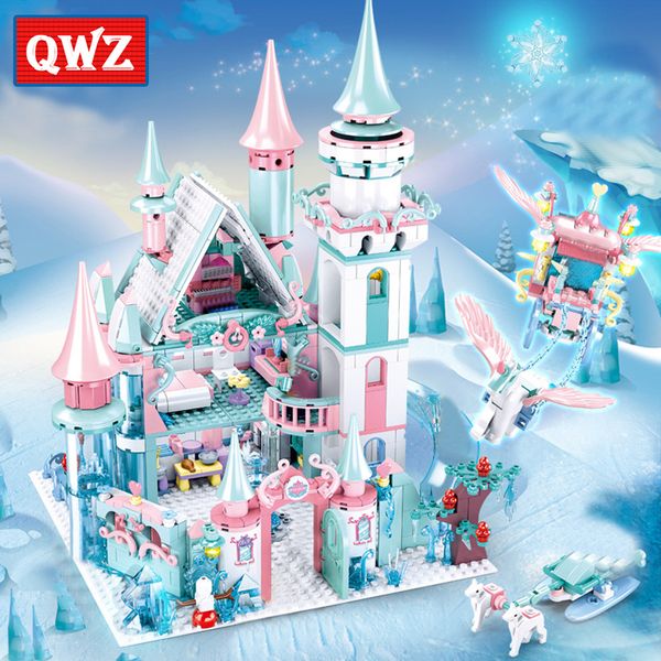 

qwz 1314pcs snow world series magical ice castle set girls building blocks bricks toys girl friend for christmas gifts 1008