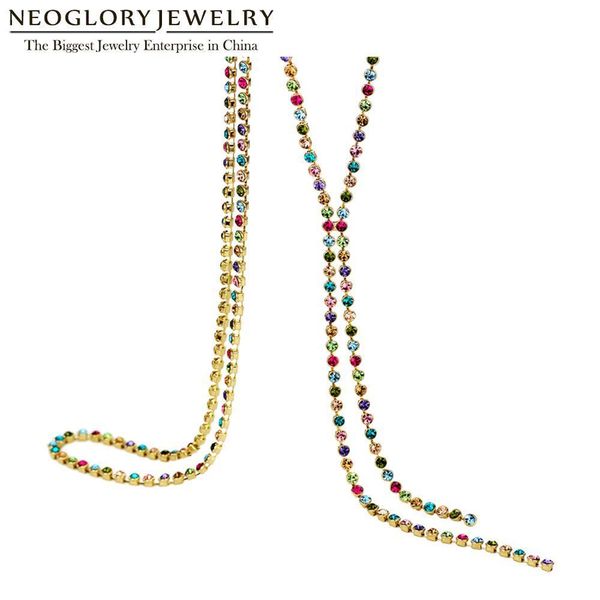 

neoglory austrain crystal colorful long chain beads tassel necklaces for women girl fashion jewelry gifts 2020 colf t200113, Silver