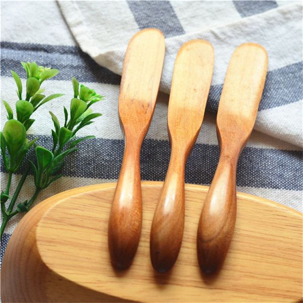 300 pz/lotto Coltello di Alta Qualità Stile Maschera di Legno Giappone Coltello per Burro Marmellata Coltello Cena Coltelli Tabeware Con Manico Spesso