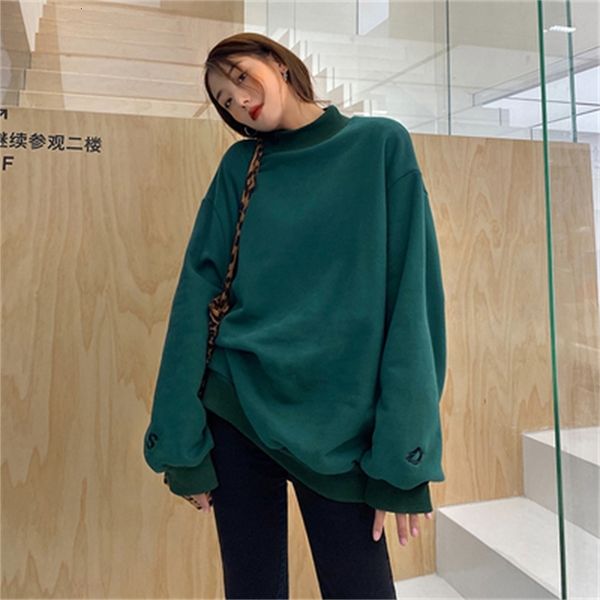 

women's 2021 turtlenecks in addition to thickened velvet new winter loose style lazying 1 5gro, Black