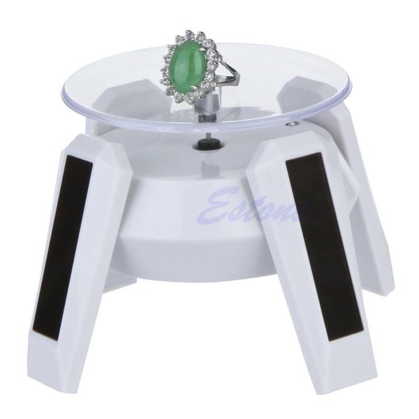

solar power 360 degree jewelry rotating display stand turn table plate, Pink;blue