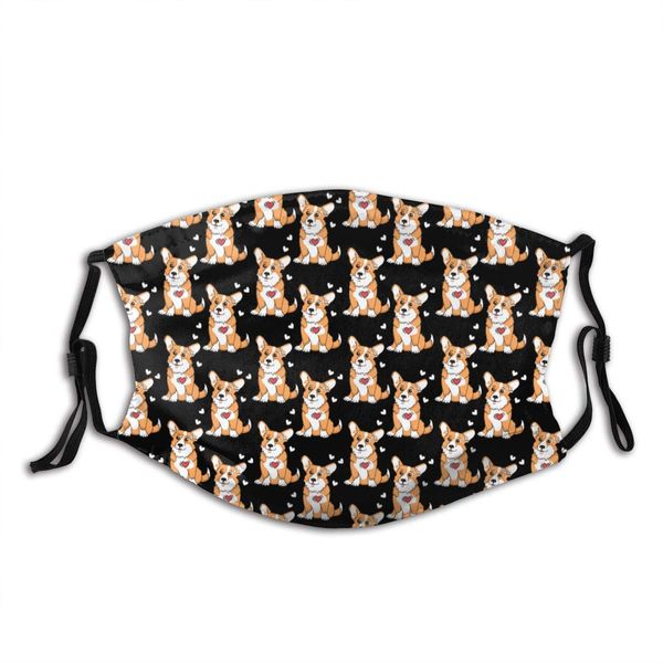 

corgis funny dog face mask with pocket washable face bandanas balaclava reusable fabric mask with 2 pcs filter