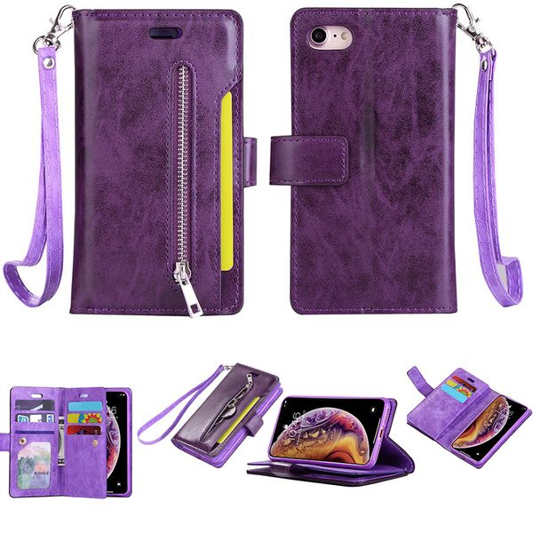 

for iphone x xr xs 11 pro max 8 7 6s 6 plus 5 5s se 2020 card zipper wallet phone cover flip holder leather case