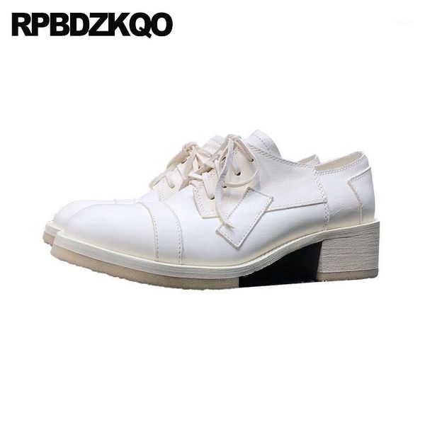 

lace up designer women luxury shoes white 2020 pumps square toe italian size 4 34 genuine leather block medium heels new chunky1, Black